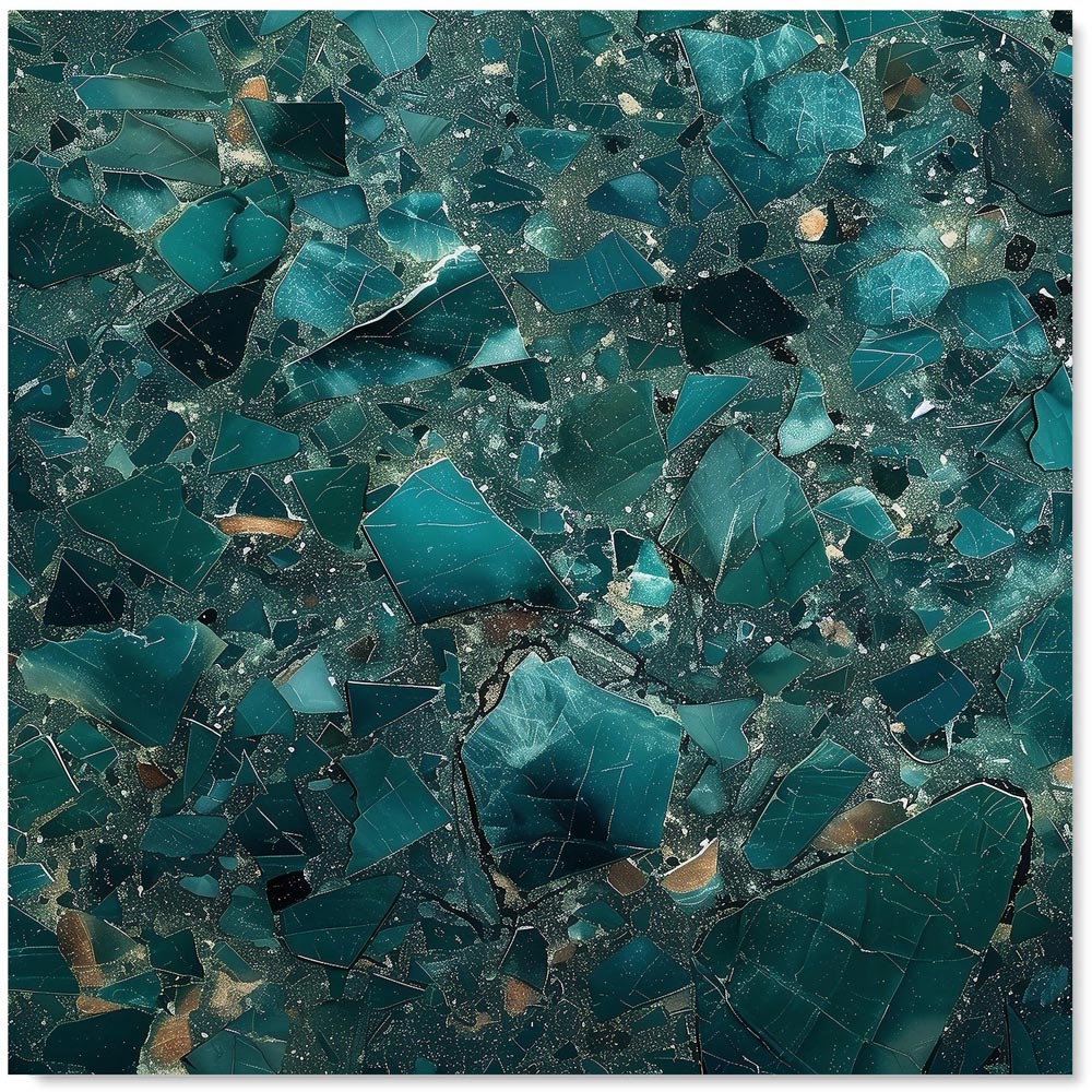 Warren Reed Designer Teal Quartz Effect Glass Kitchen Splashback 75 x 70cm Image 2