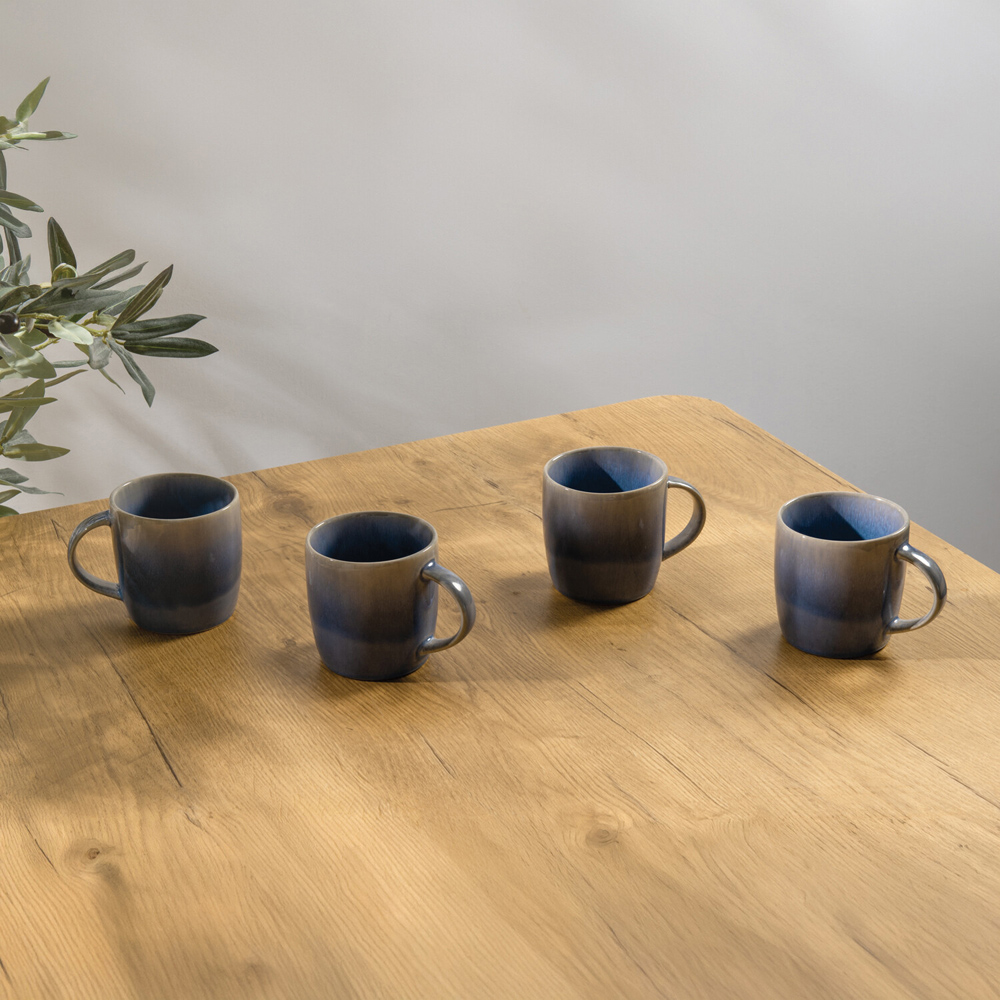 Pack of 4 Modern Reactive Glaze Mugs Blue Image 2