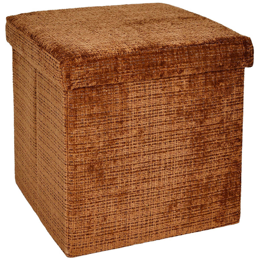 Chenille Storage Box Burnt Orange Image 2