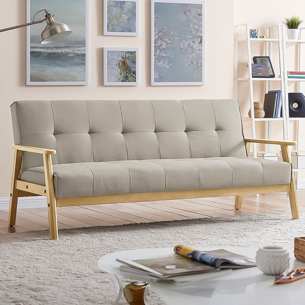 Home Detail Langford 2 Seater Cream Fabric Sofa Bed Image 1