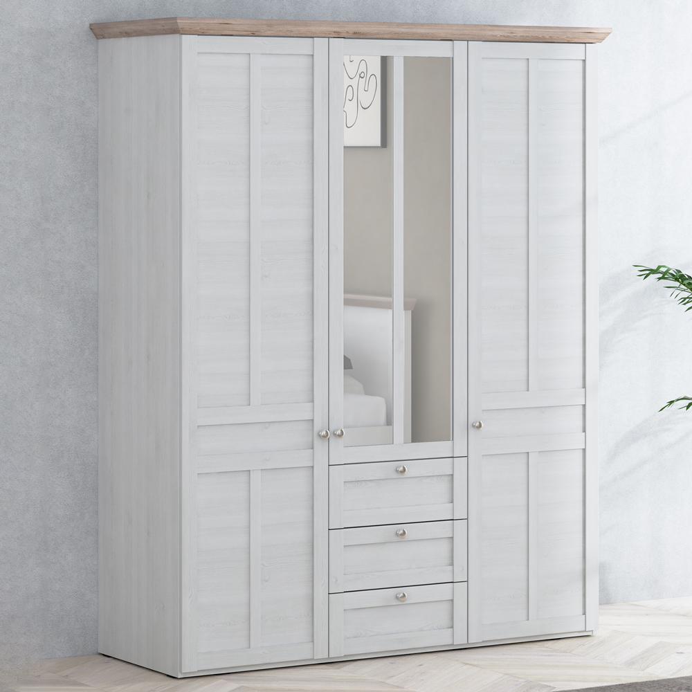 Florence Illopa 3 Door 3 Drawer Nelson and Snowy Oak Wardrobe Image 1