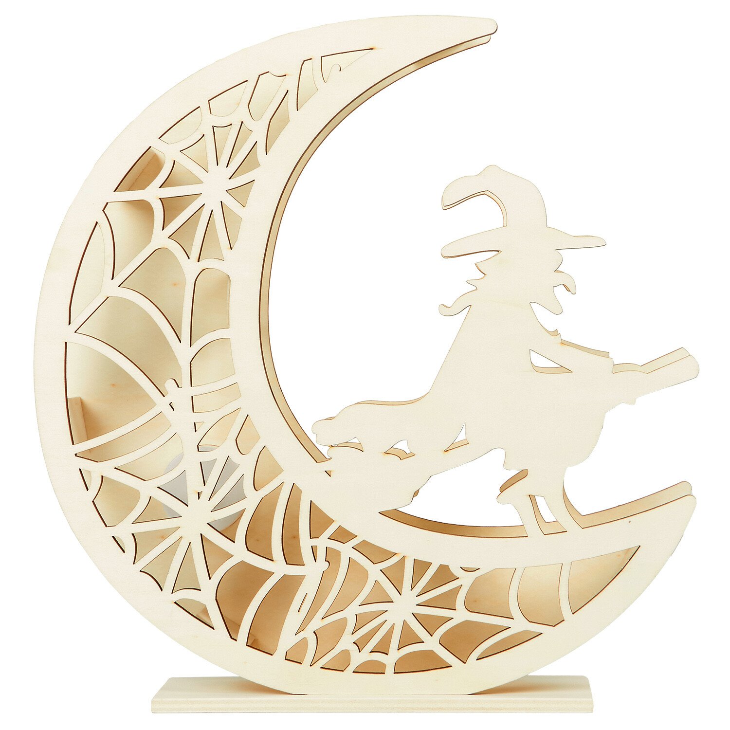 Paint Your Own LED Wooden Moon Witch Cream Image 2