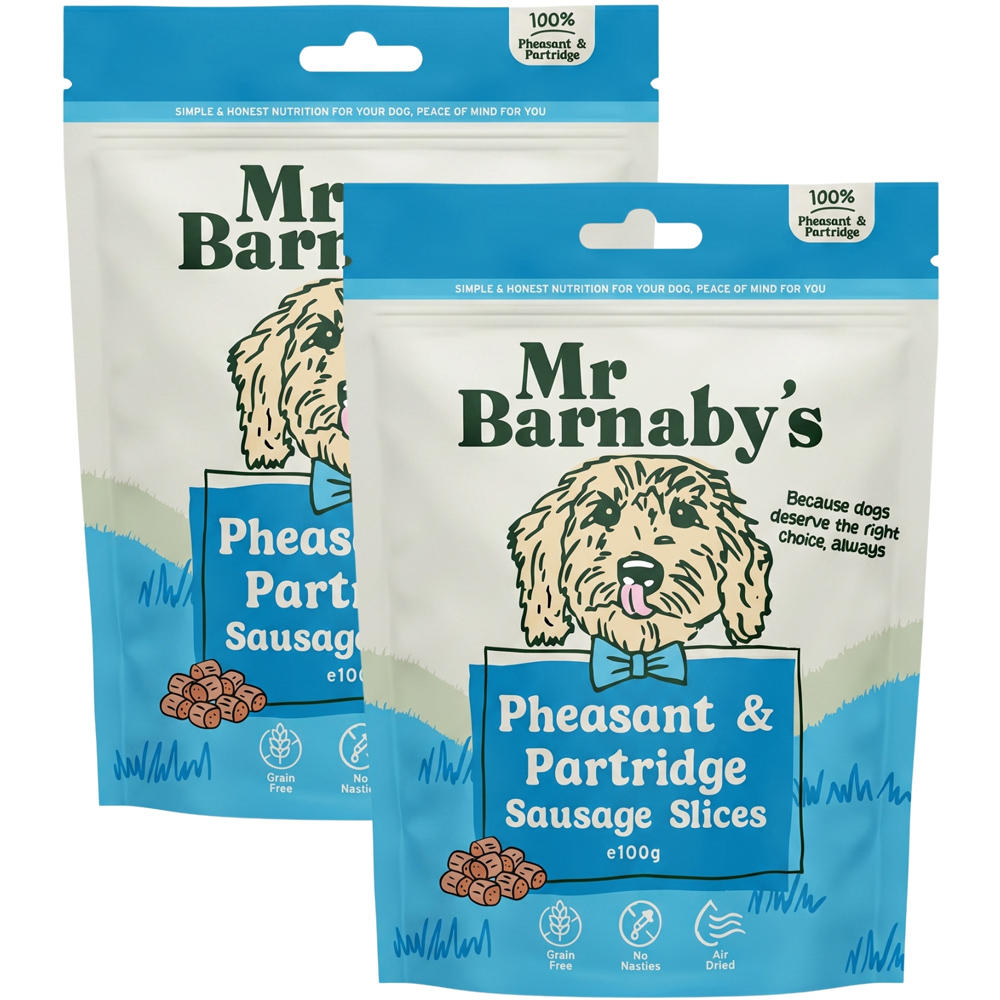 Mr Barnaby's Partridge & Pheasant Sausage Slices Dog Treats 100g 2 Pack Image 1