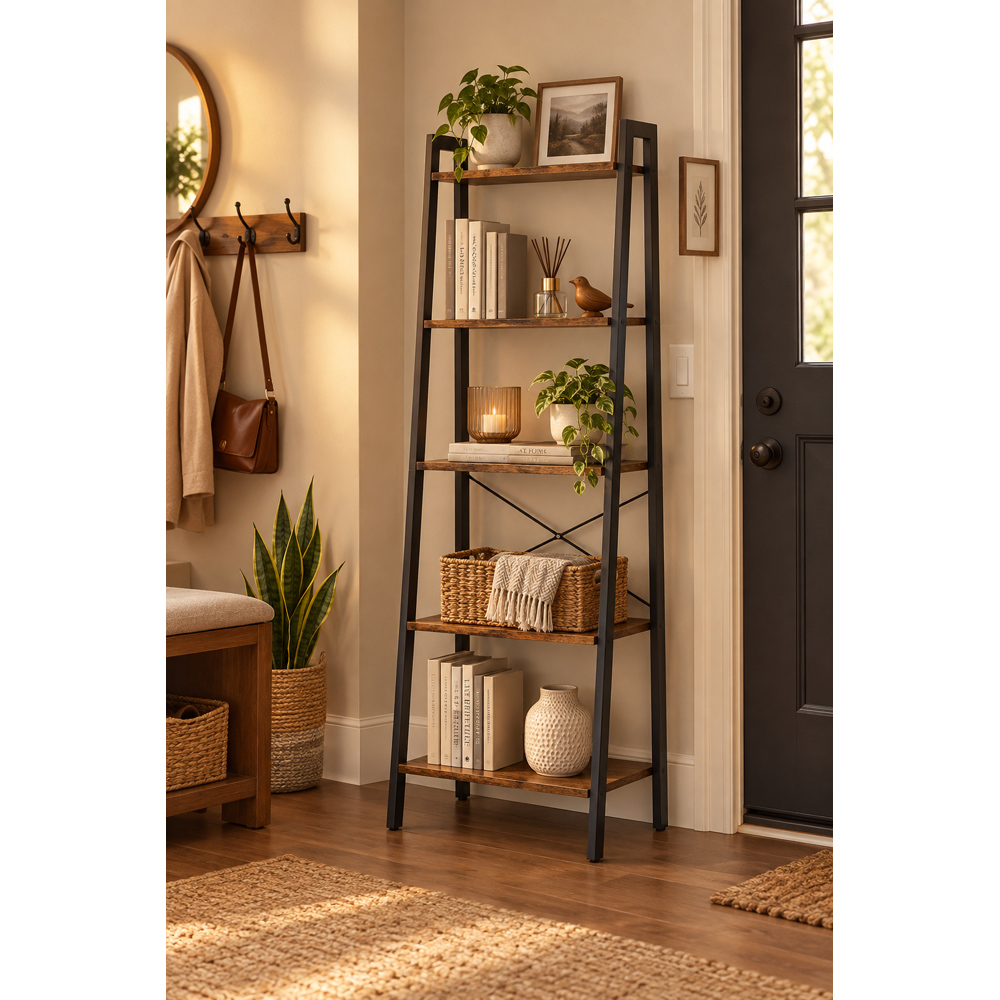 Modcraft 5-Tier Industrial Ladder Bookshelf Image 5