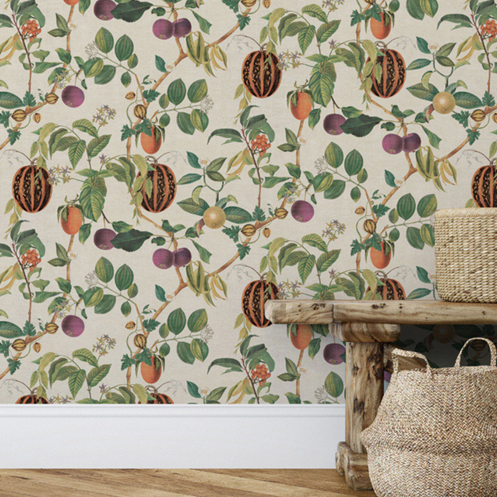 Esselle Home Tropic House Parchment and Green Wallpaper Image 3