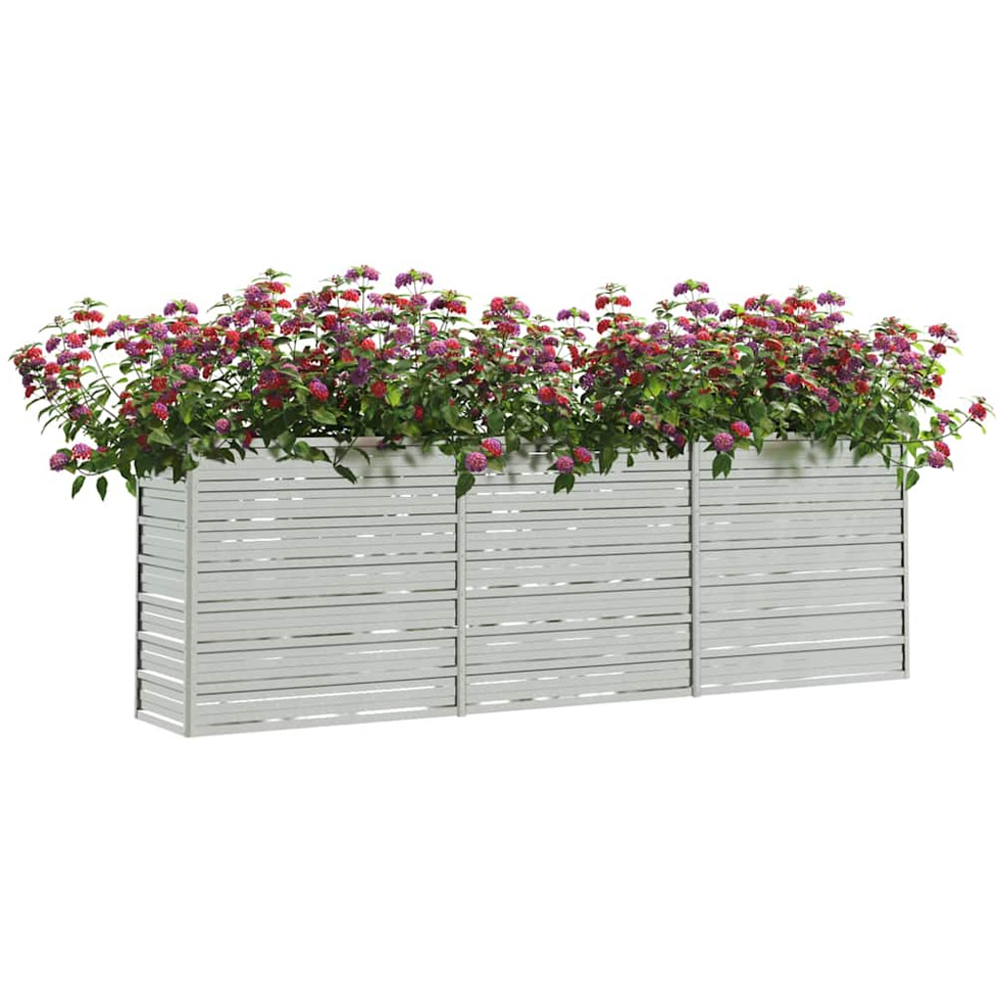 vidaXL Silver Galvanised Steel Raised Garden Bed 77 x 240 x 40cm Image 2