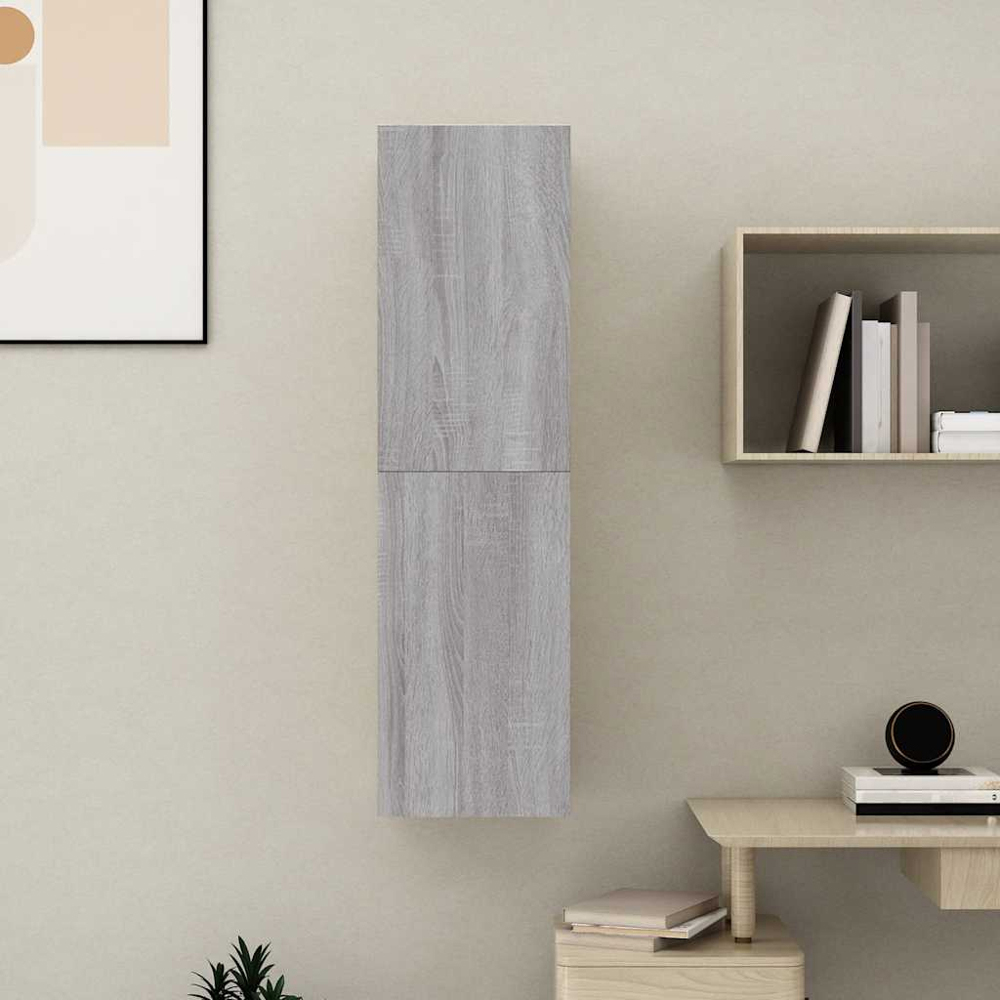 vidaXL Single Door Grey Sonoma Wall Mounted TV Cabinet Image 7