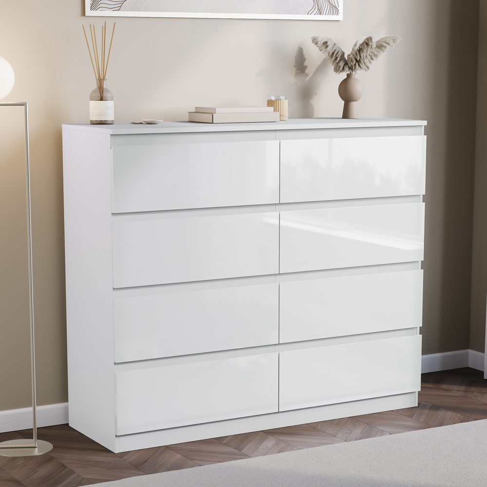 VIDA DESIGNS Glinton 8 Drawer White Chest of Drawers Image 5