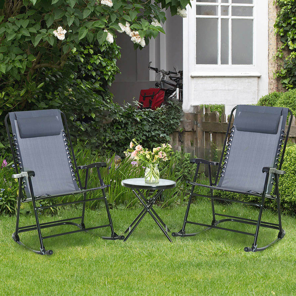 Outsunny 2 Seater Grey Steel Bistro Set Image 1