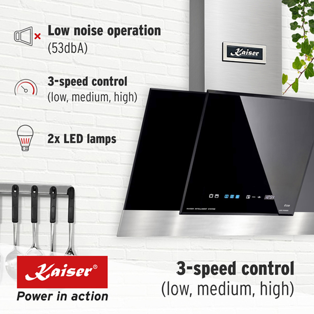 Kaiser Grand Chef Black Glass 60cm Eco Wall Mounted Cooker Hood Image 5