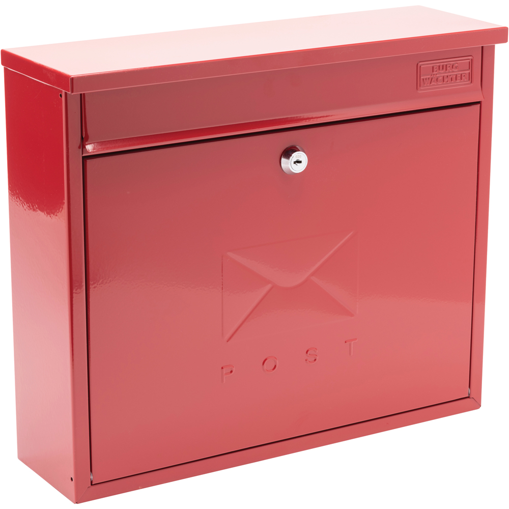 Burg-Wachter Red Elegance Wall Mounted Galvanised Steel Lockable Weatherproof Post Box - 36x31x10cm Image 1