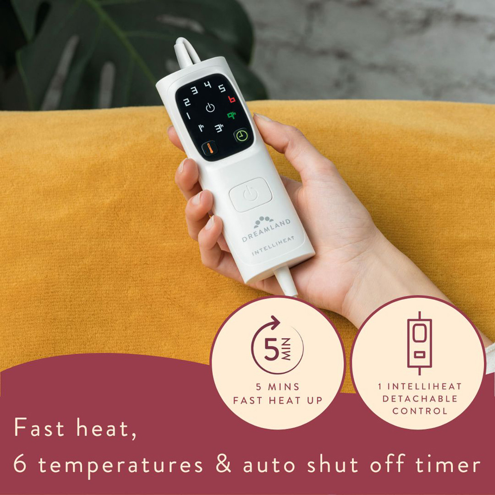 Dreamland Snuggle Up Mustard Velvet Heated Throw 120 x 160cm Image 5