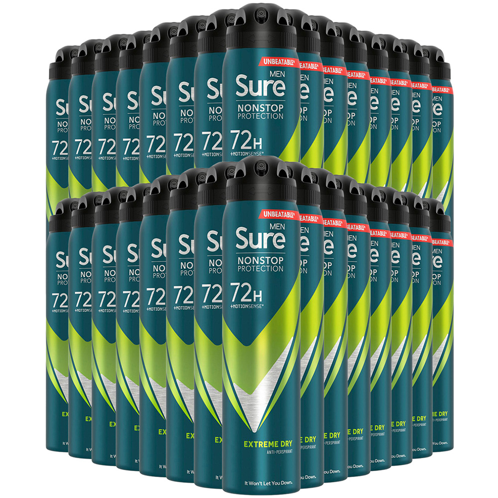 Sure Men 72H Non-Stop Protection Anti-Perspirant Extreme Dry Deodorant Spray 250ml 30 Pack Image 1