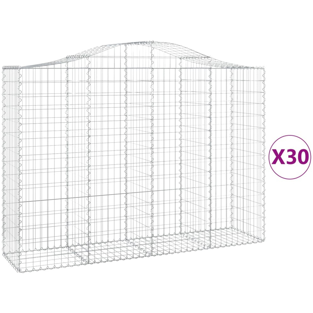 vidaXL Silver Galvanised Iron Arched Gabion Basket 200 x 50 x 140/160cm 30 Pack Image 4
