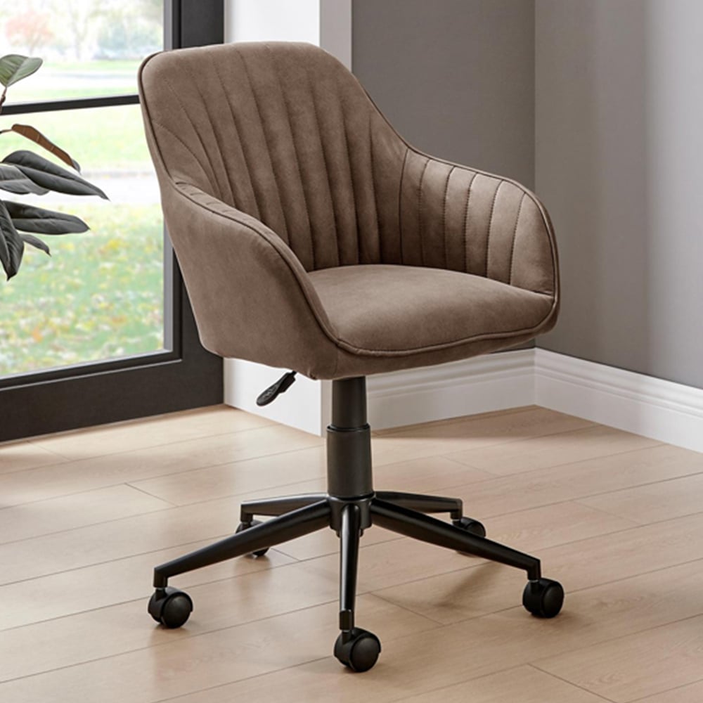 Furniturebox Brooker Brown Faux Leather Office Chair Image 1