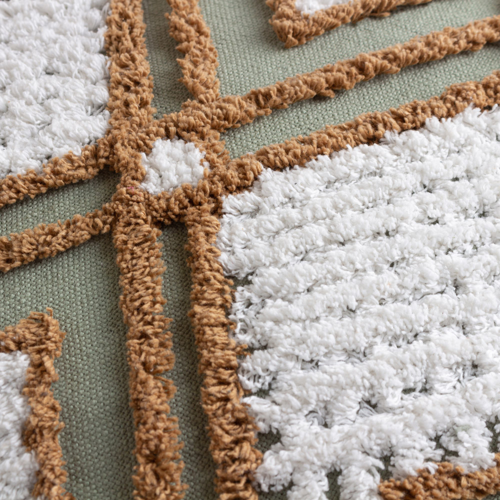 furn. Aquene Moss and Mustard Tufted Tasselled Cushion Image 5