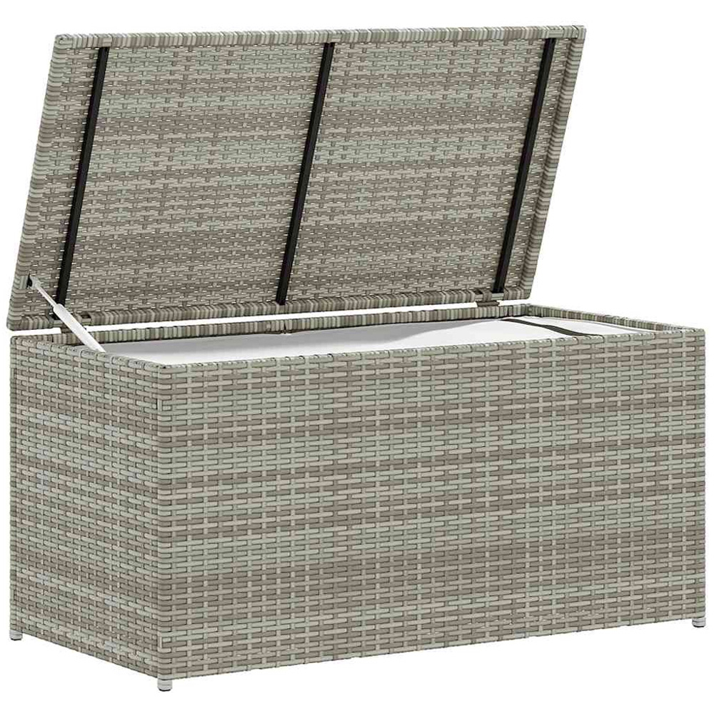 vidaXL 50 x 100 x 50cm Grey Poly Rattan Garden Storage Box Image 2