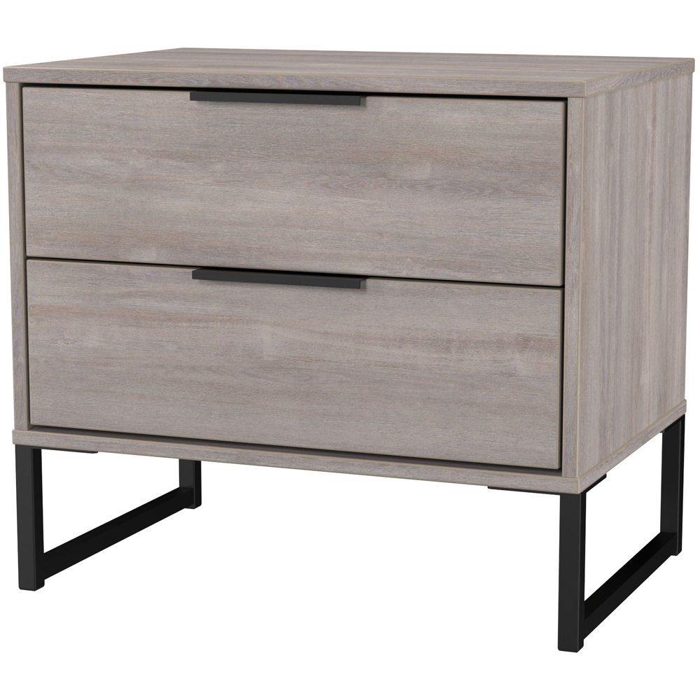 Crowndale Hong Kong 2 Drawer Grey Oak Side Table Ready Assembled Image 4