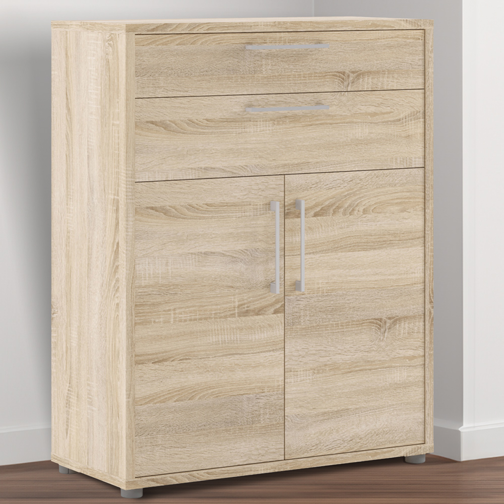 Florence 2 Door 2 Drawer Oak Bookcase Image 1