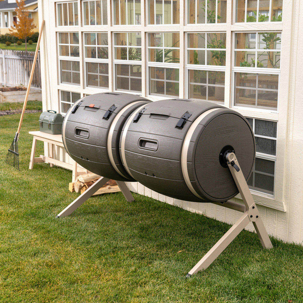 Lifetime Brown 100 Gallon Double Bin Rotating Composter Image 2