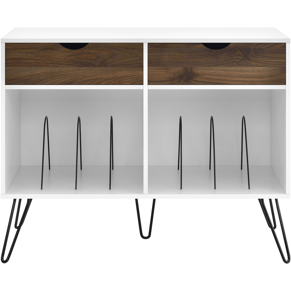 Novogratz Harmony 2 Drawer White and Oak Turntable Stand Image 3