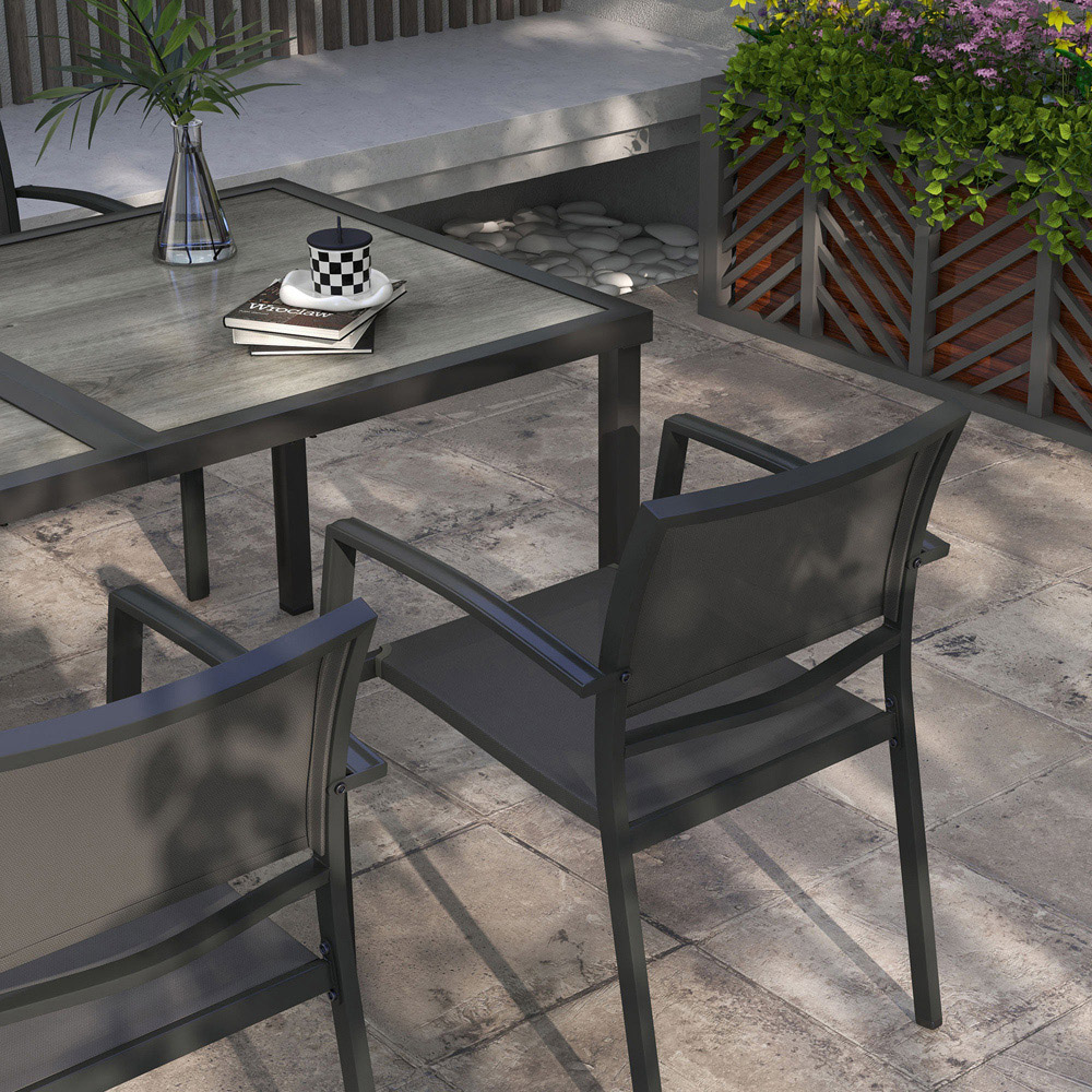 Outsunny 4 Seater Wood Effect Garden Dining Set Grey Image 7