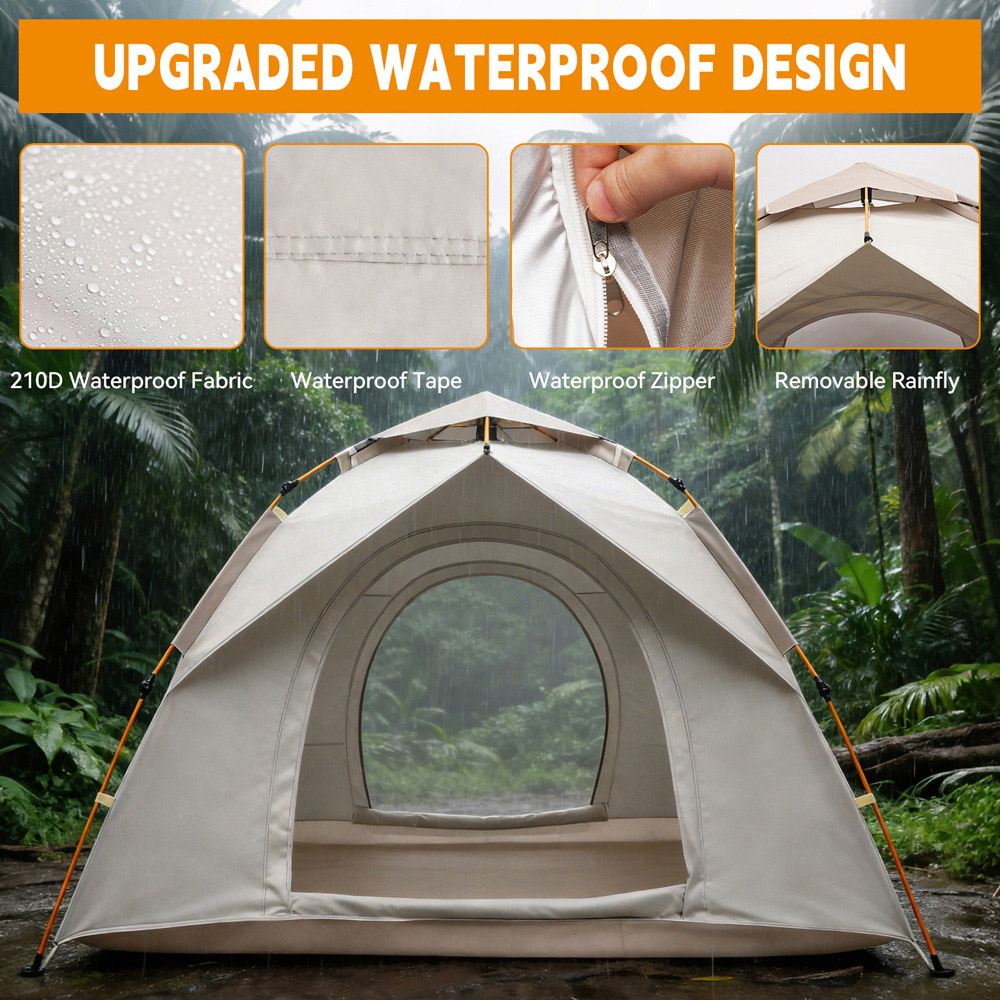 Willowmare 1-2 Person Waterproof Easy Setup Camping Tent White Image 5