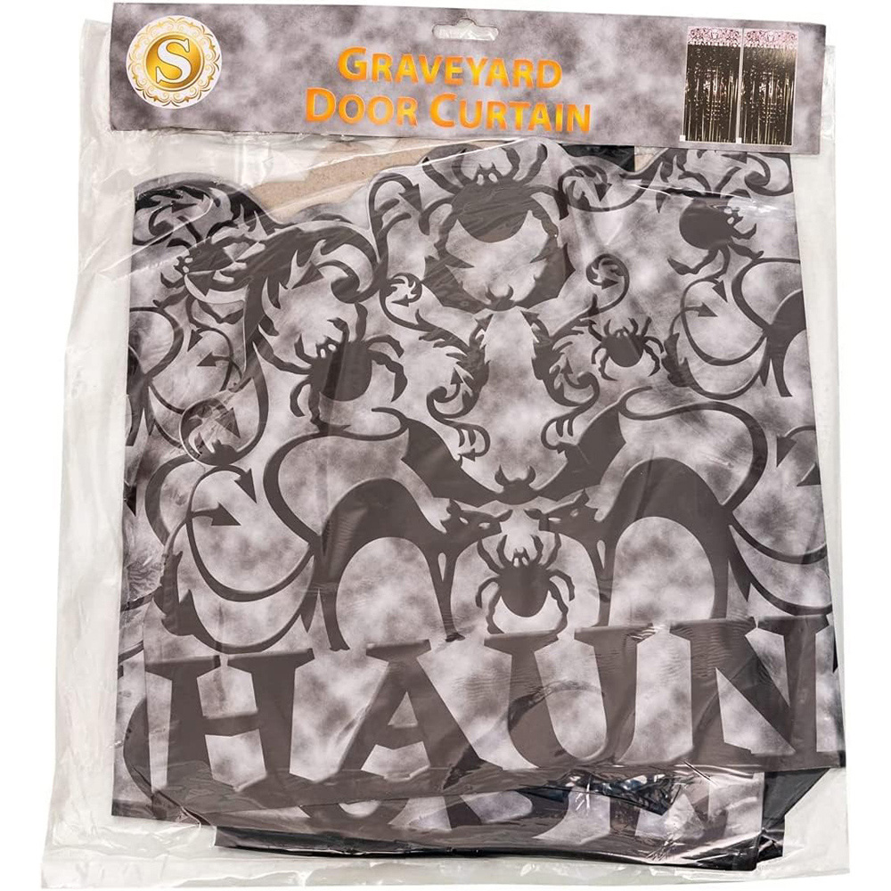 Shatchi Halloween Shiny Black Foil Door Curtain Decoration Image 5