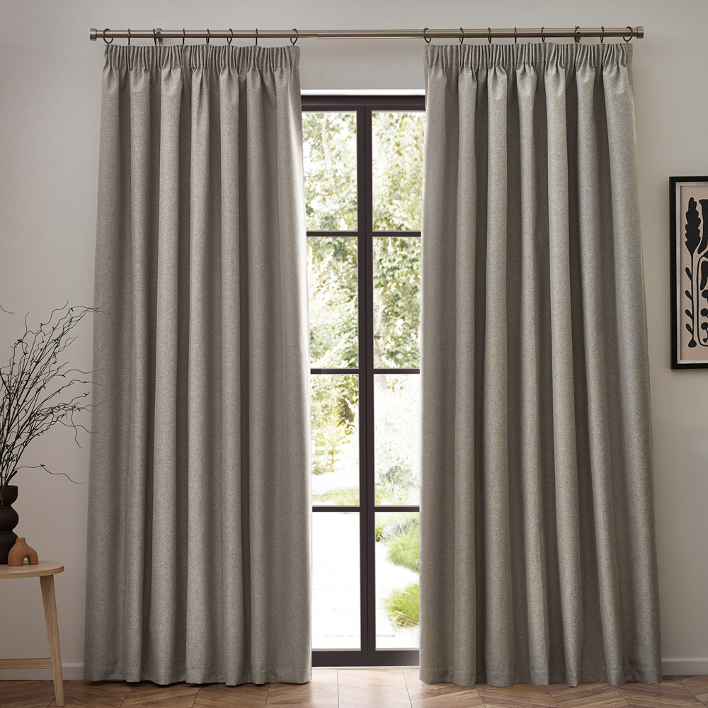 furn. Dawn Linen Blackout Pencil Pleat Curtains 168 x 229cm Image 1