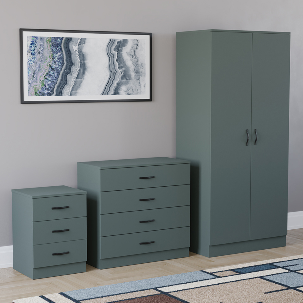 VIDA DESIGNS Riano Green 3 Piece Bedroom Furniture Set Image 1