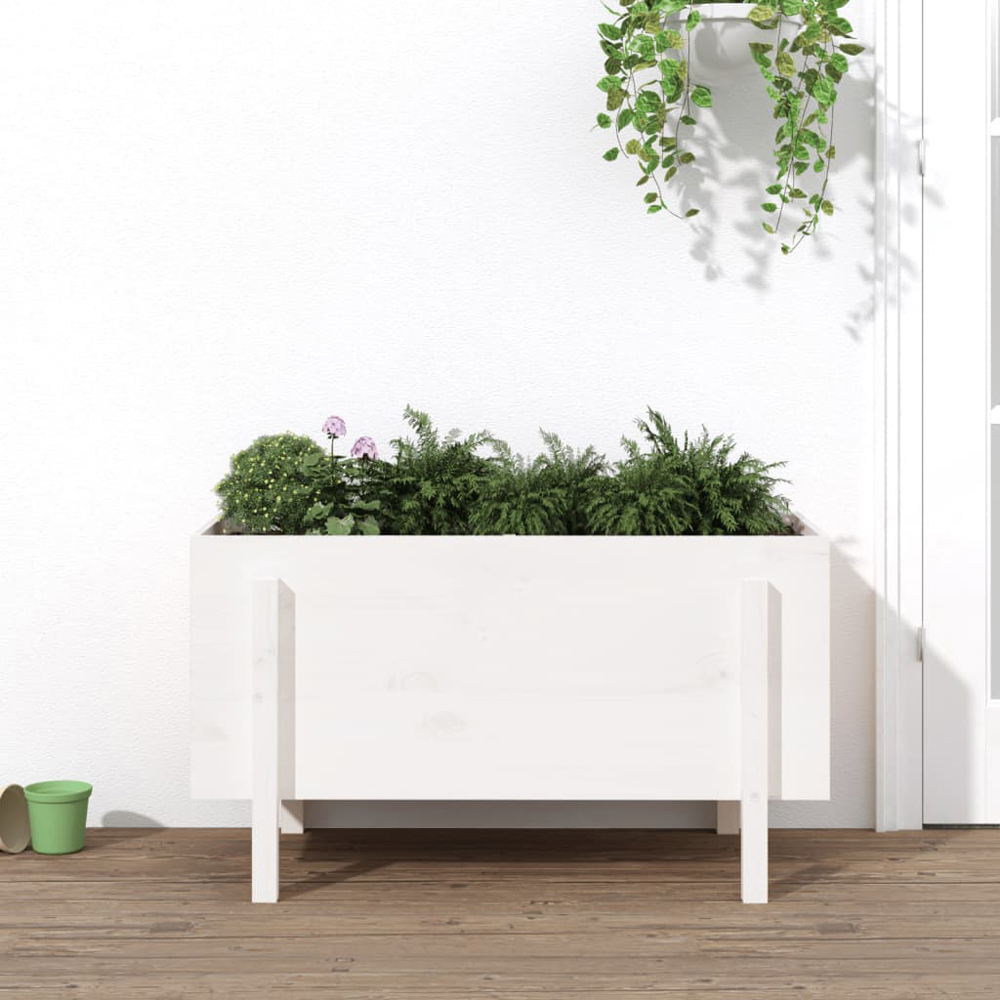 vidaXL White Pine Wood Raised Garden Bed 57 x 50 x 101cm Image