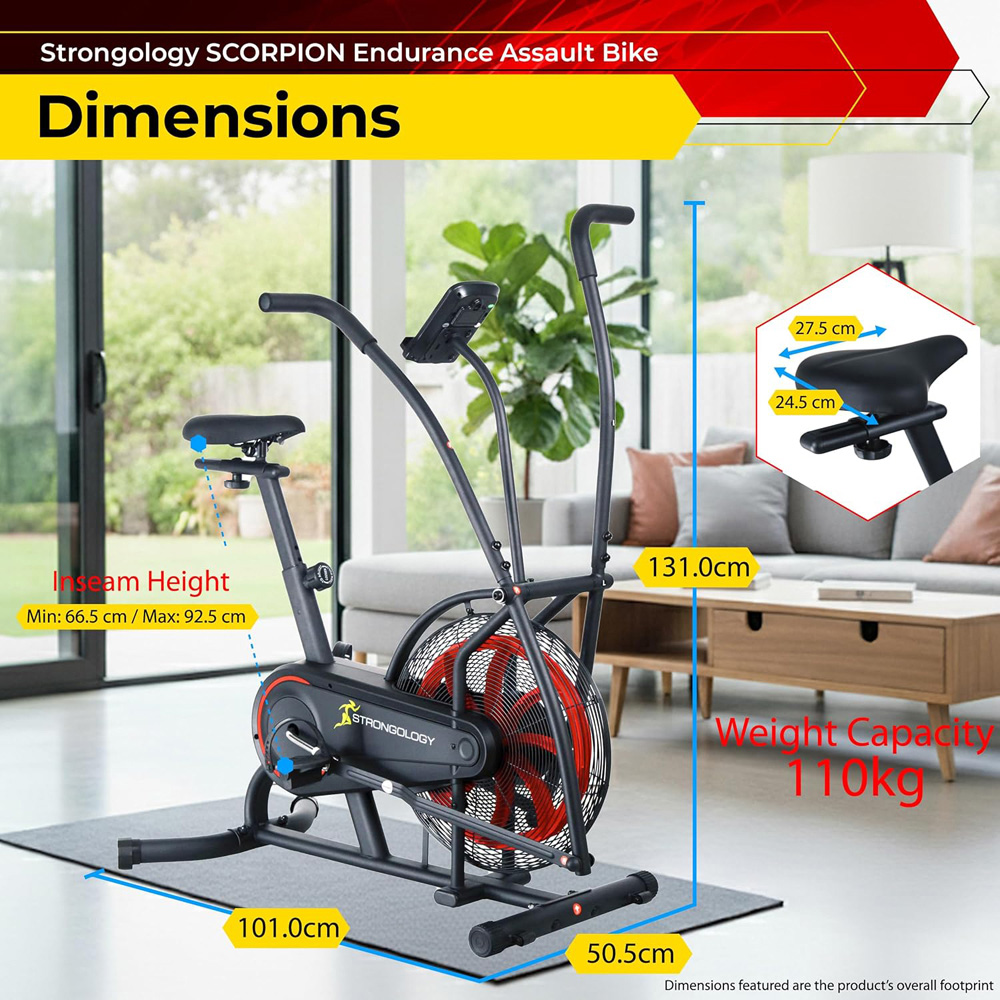 Strongology Scorpion Compact Home Fitness Exercise Bike with LCD Display Image 9