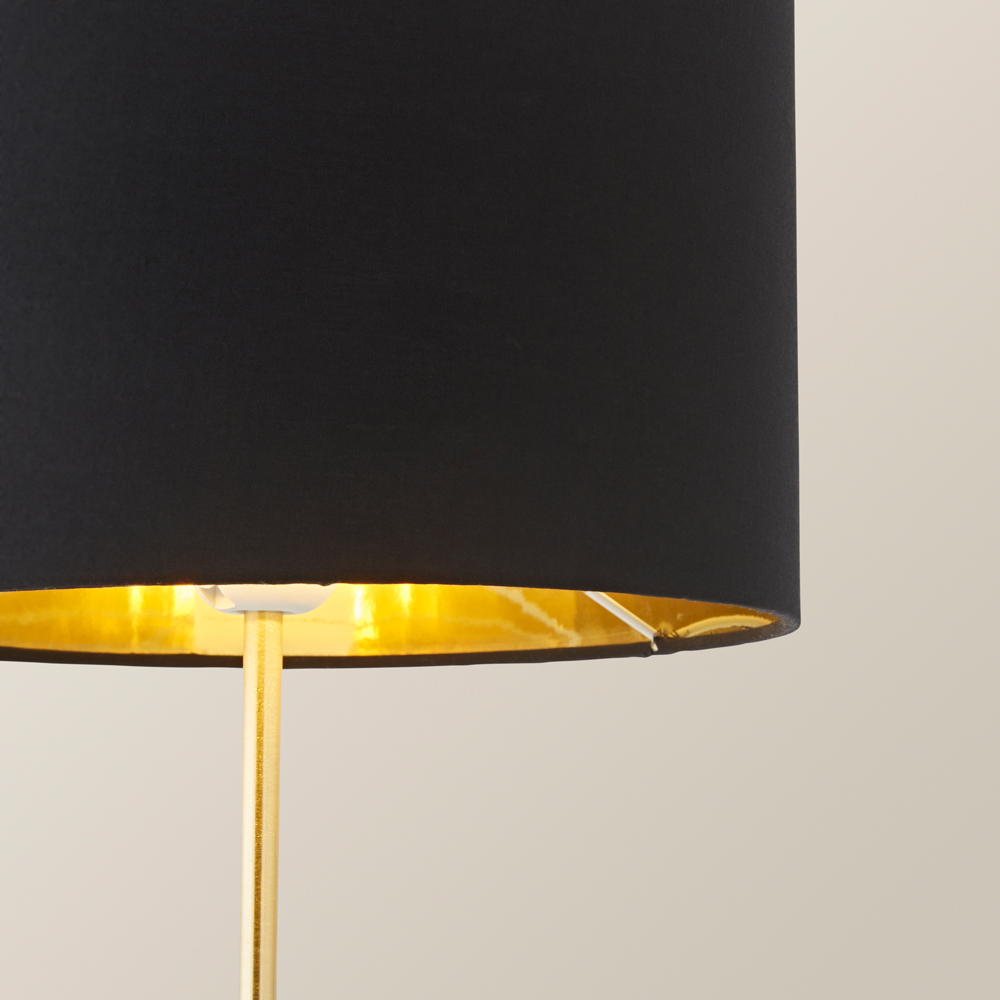 ValueLights Charlie Metallic and Black Shade Gold Table Lamp and Bulb Image 3