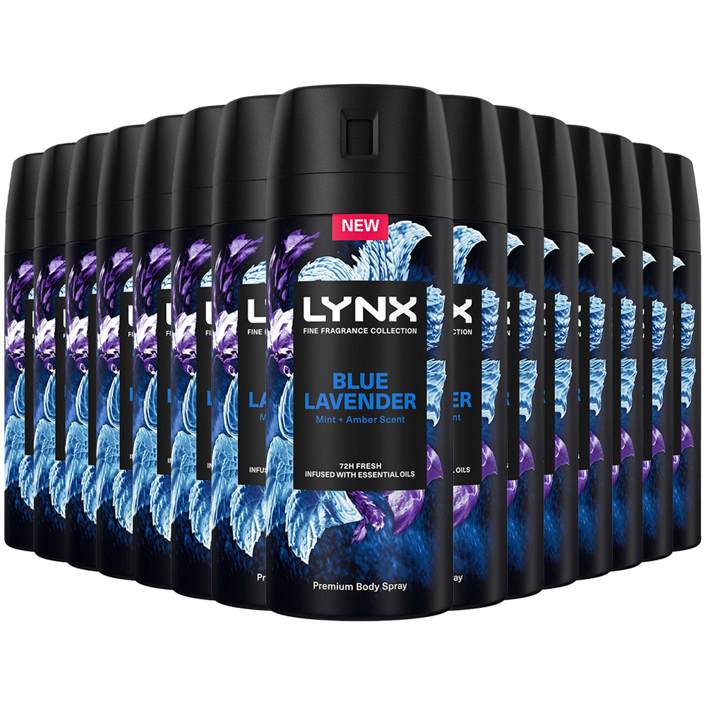 Lynx Fine Fragrance Collection Blue Lavender Deodorant Body Spray 150ml 15 Pack Image 1