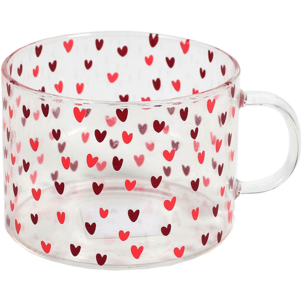 Red Hearts Pattern Glass Mug Image