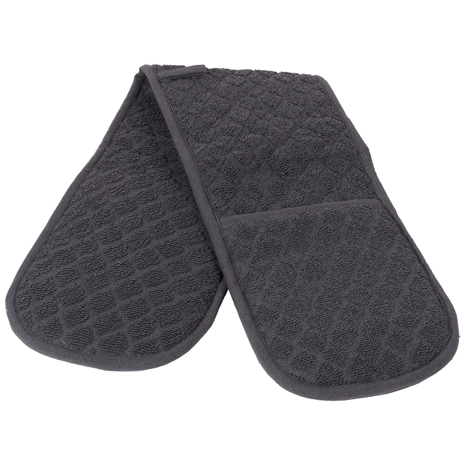 Dobby Terry Double Oven Glove - Dark Grey Image 4