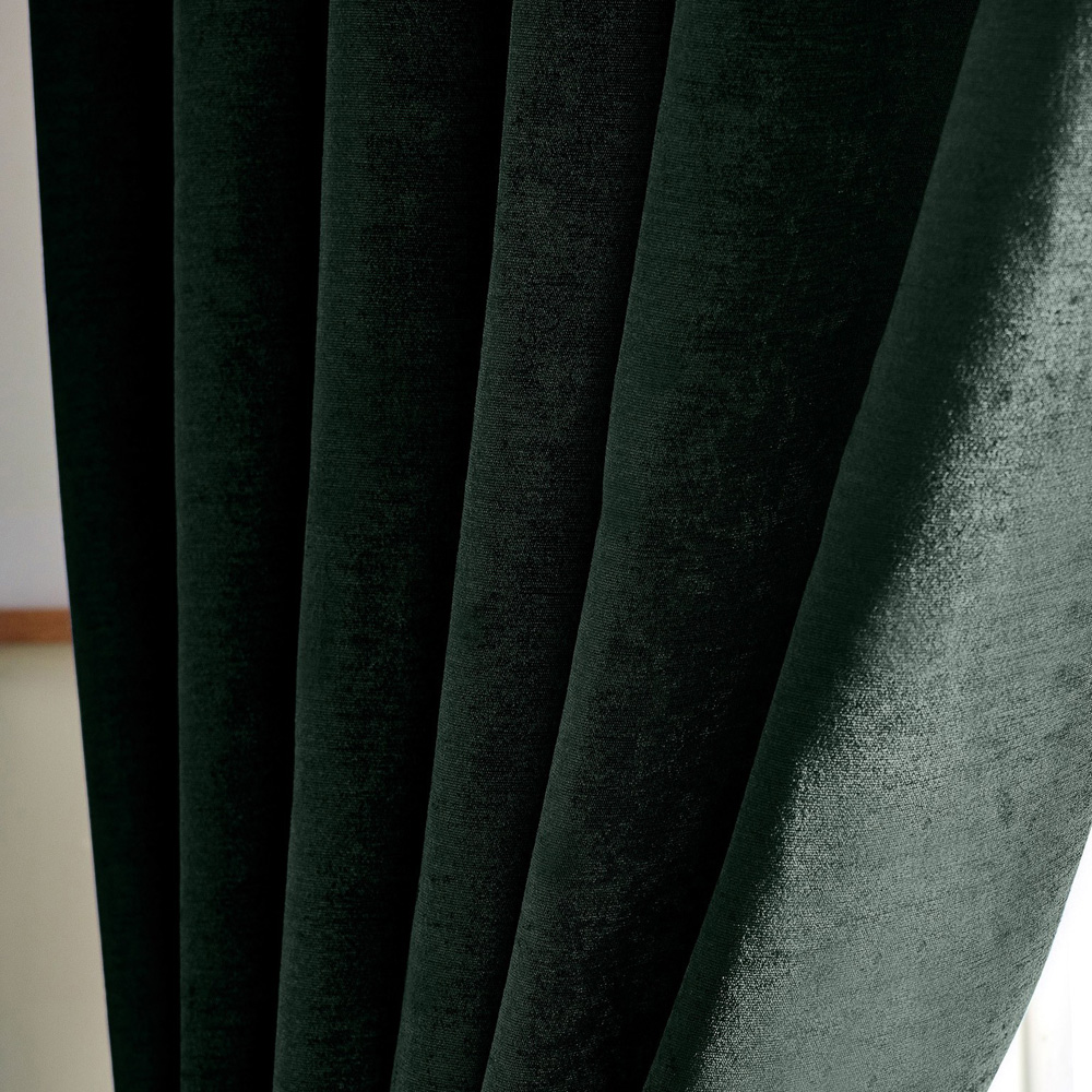 Alan Symonds Green Chenille Blackout Pencil Pleat Curtains 229cm x 183cm Image 3