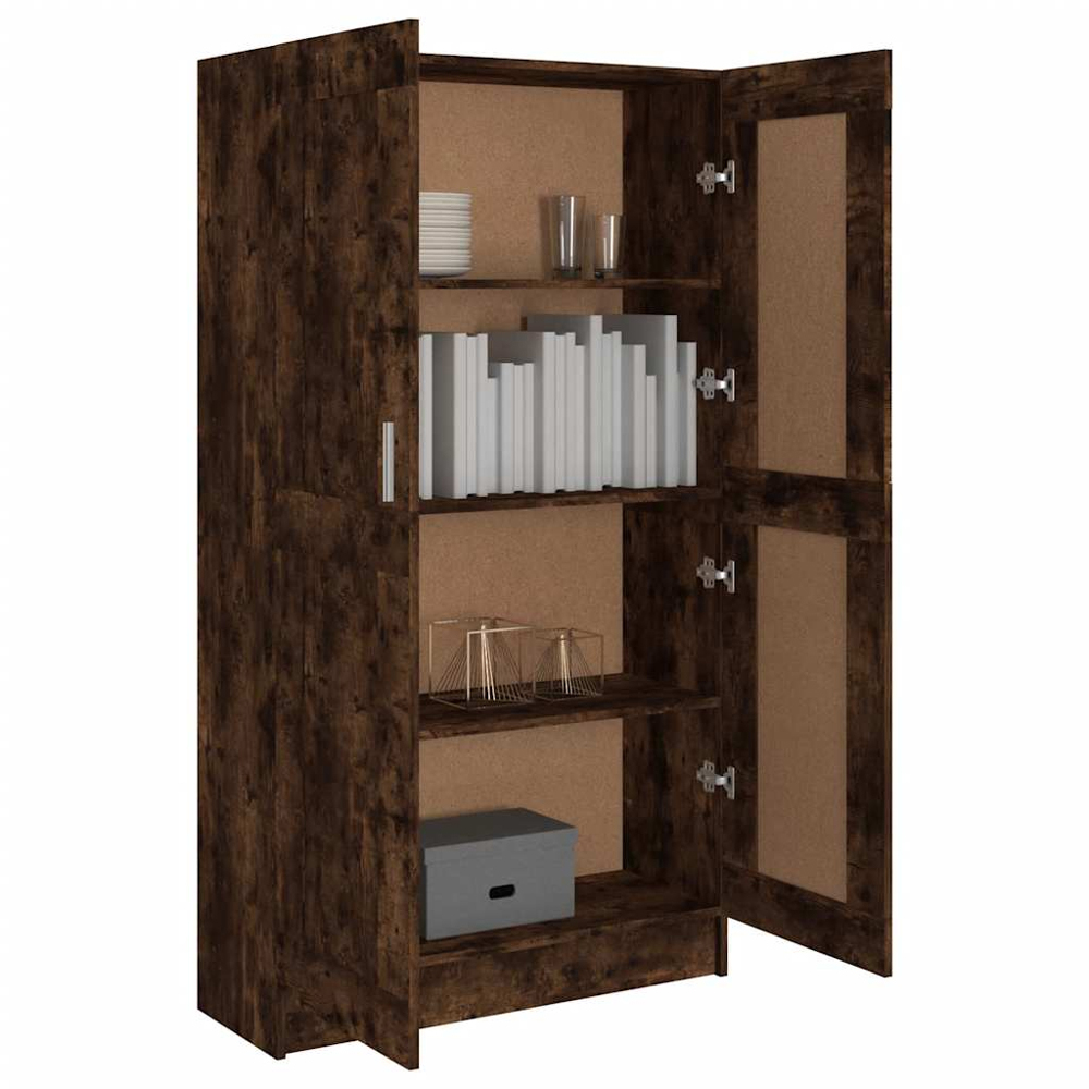vidaXL 2 Door Smoked Oak Bookcase Image 4