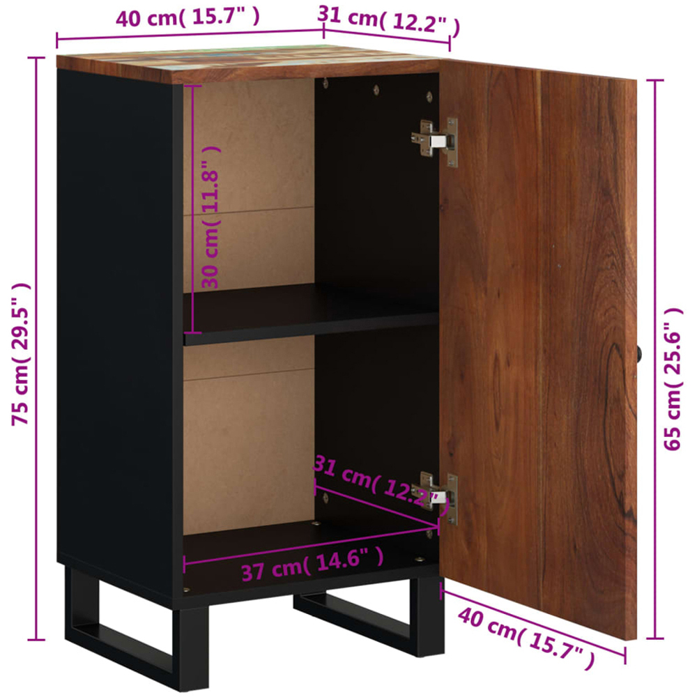 vidaXL Single Door Multicolour Solid Reclaimed Wood Sideboard Image 9