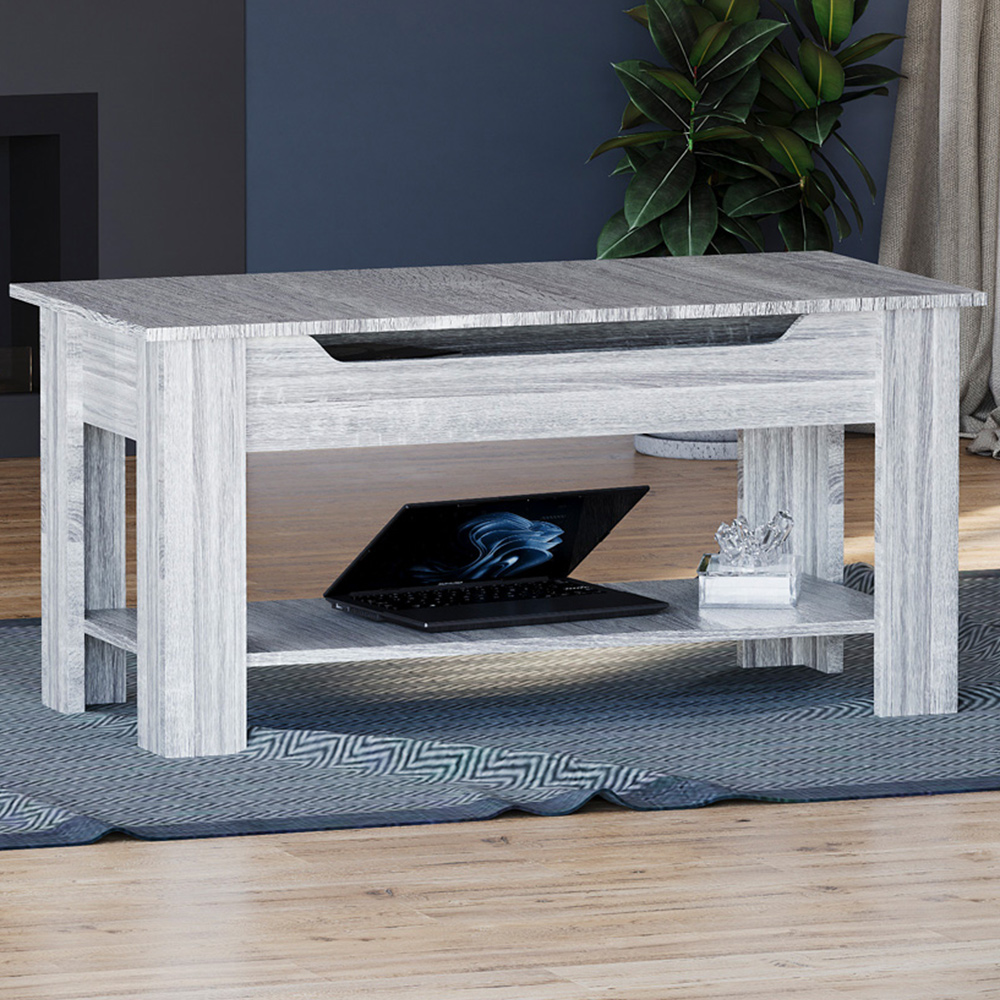 Vida Designs Grey Wood Lift Up Coffee Table Image 1