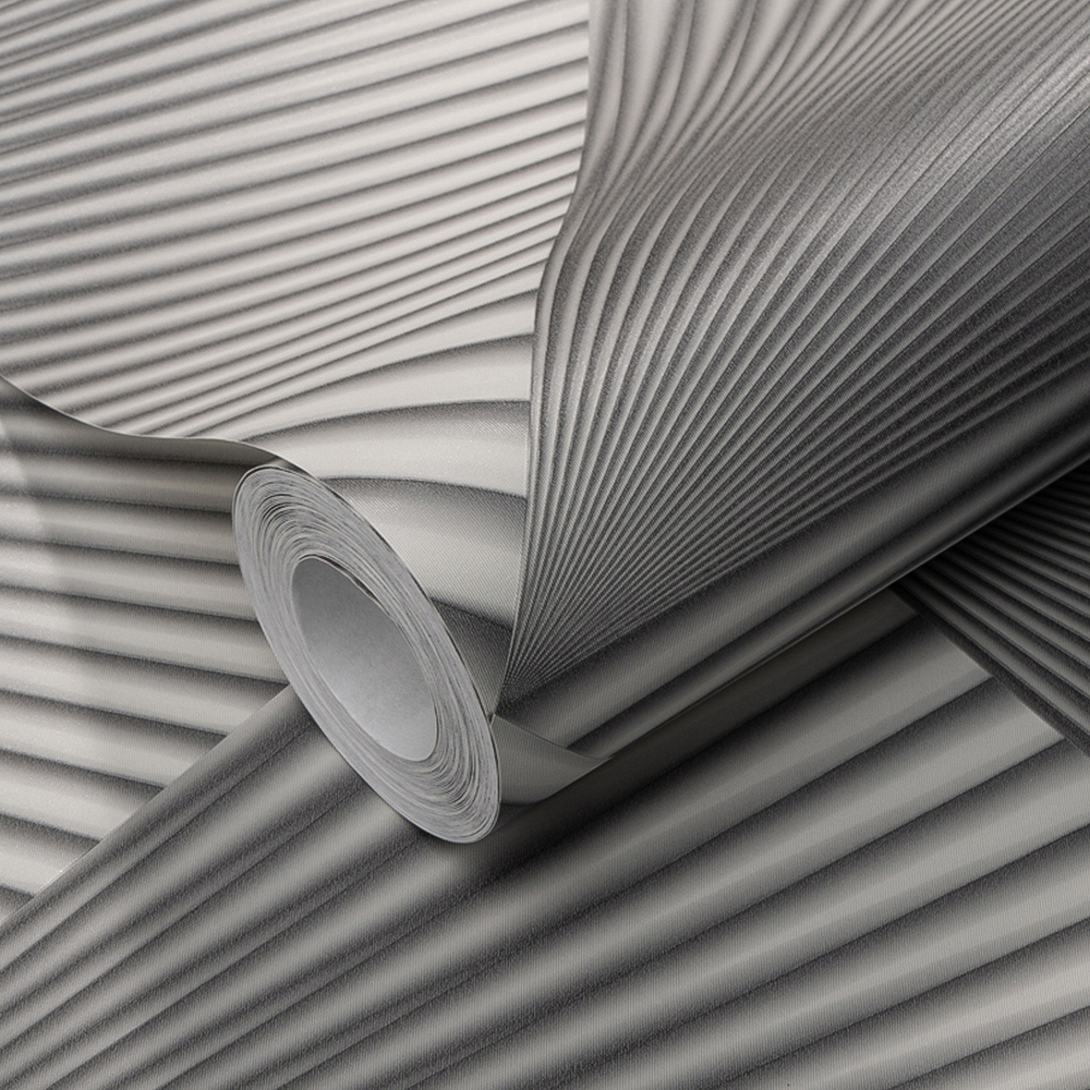 Erismann In Style Opulent 3D Effect Geometric Grey Satin Finish Vinyl Wallpaper Image 2