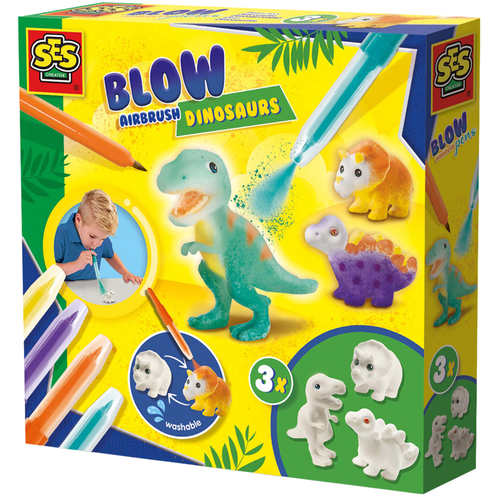 SES Creative Dinosaur Blow Airbrush Pens Craft Set Image 1