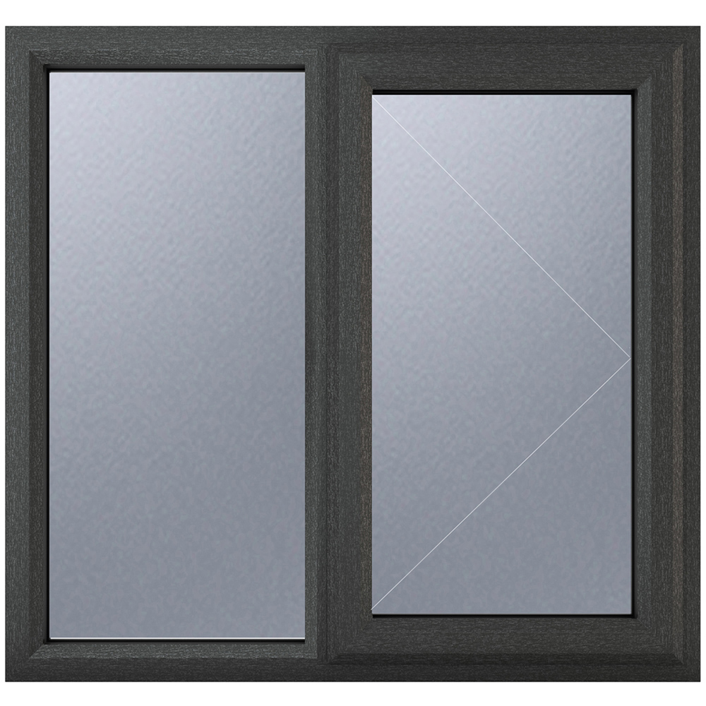 Crystal uPVC Triple Glazed Window RH Side Hung Next to a Fixed Grey White Obscure Glass 1190x965mm Image 2