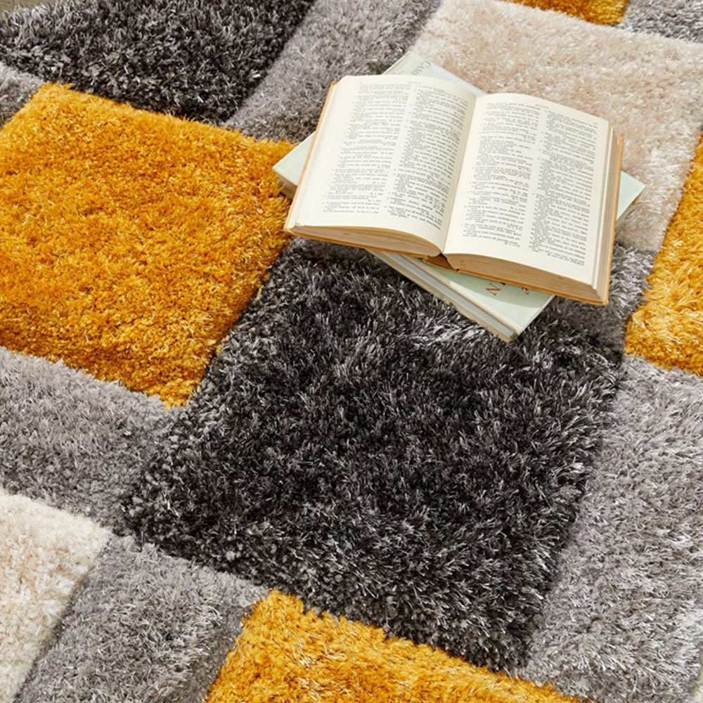 Origins Ochre 3D Geo Shaggy Carved Rug 160 x 230cm Image 3