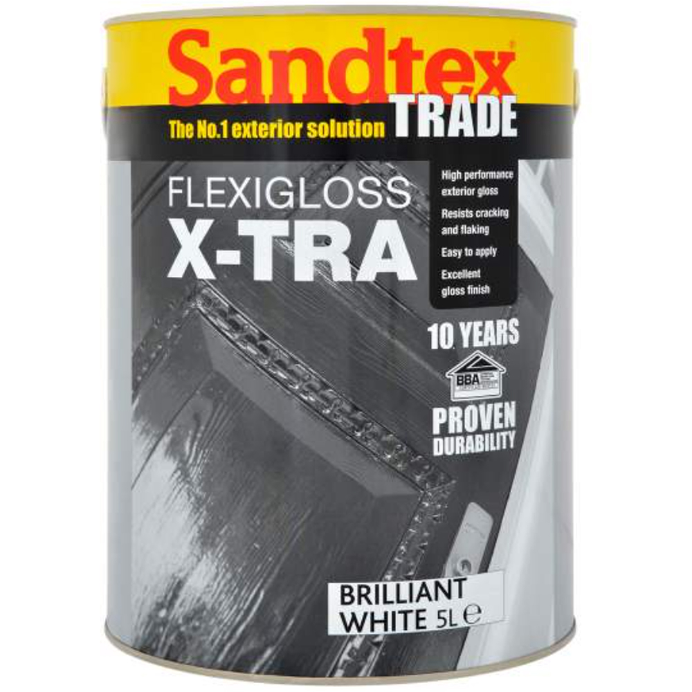 Sandtex Trade Flexigloss X-Tra Brilliant White High Gloss Paint 5L Image 2