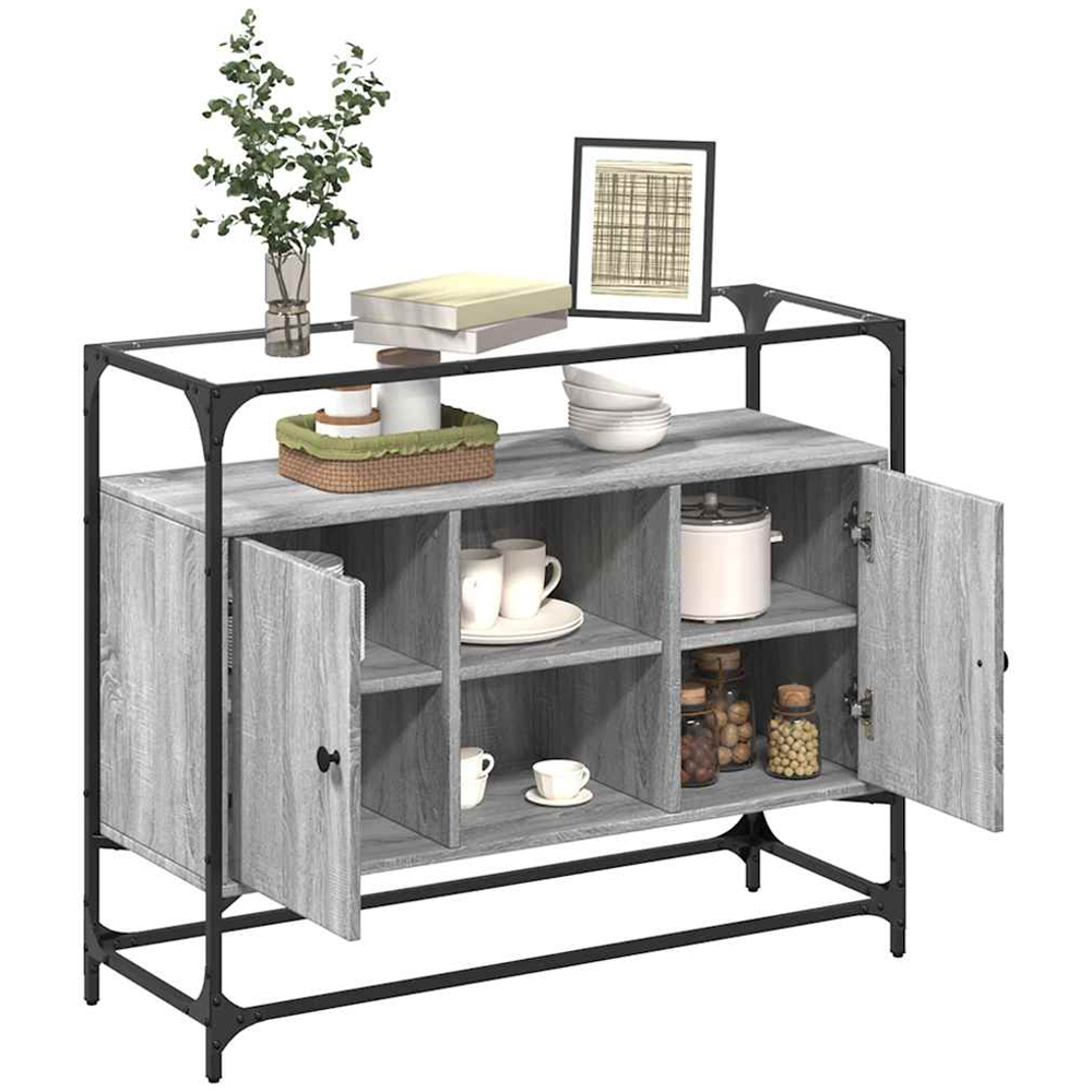 vidaXL 2 Door 4 Shelf Grey Sonoma Sideboard Image 3