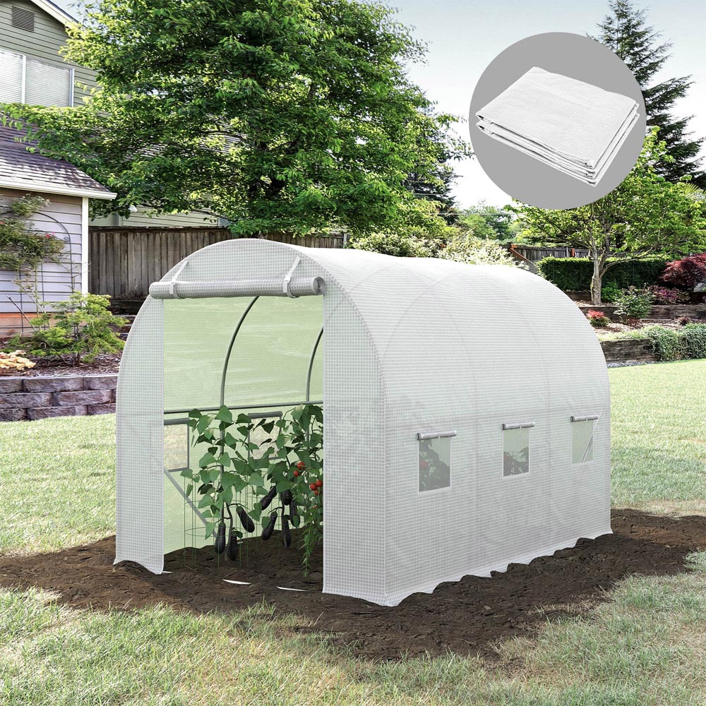 Outsunny 6.5 x 6.5 x 9.8ft White Replacement Greenhouse Cover Image 2
