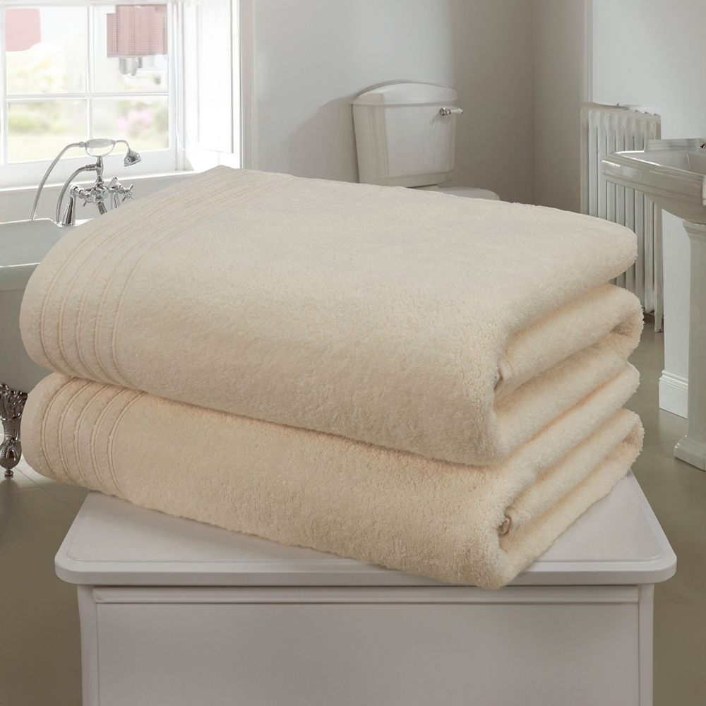 Rapport Home So Soft Cream Cotton Bath Sheet Set of 2 Image 2