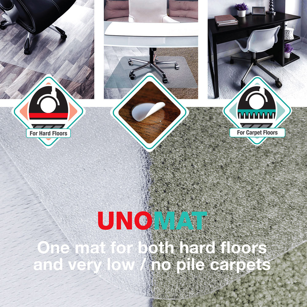 Floortex Unomat Anti-Slip Rectangular Polycarbonate Chair Mat for Hard Floors and Very Low Pile Carpets 116cm x 150cm Image 6