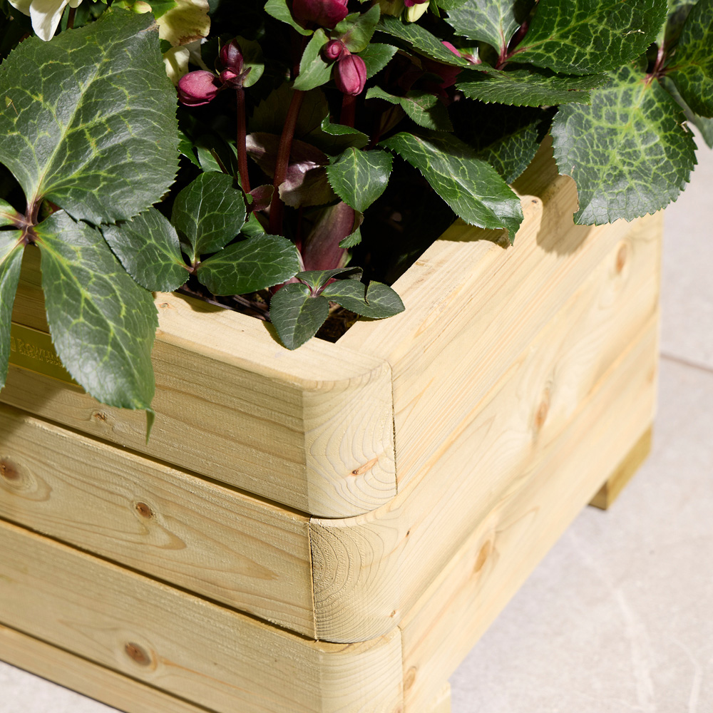 Rowlinson Marberry Natural Wooden Garden Planter 30 x 40 x 40cm Image 3